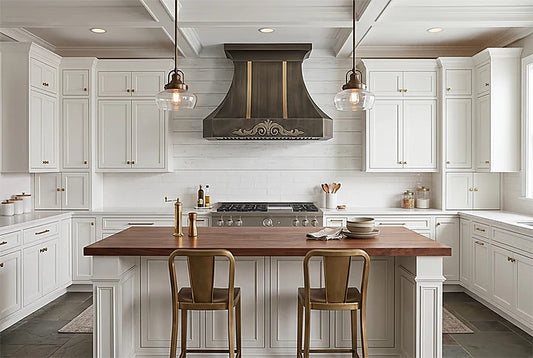Custom Classic Curved Antique Brass Range Hood PB3-R07
