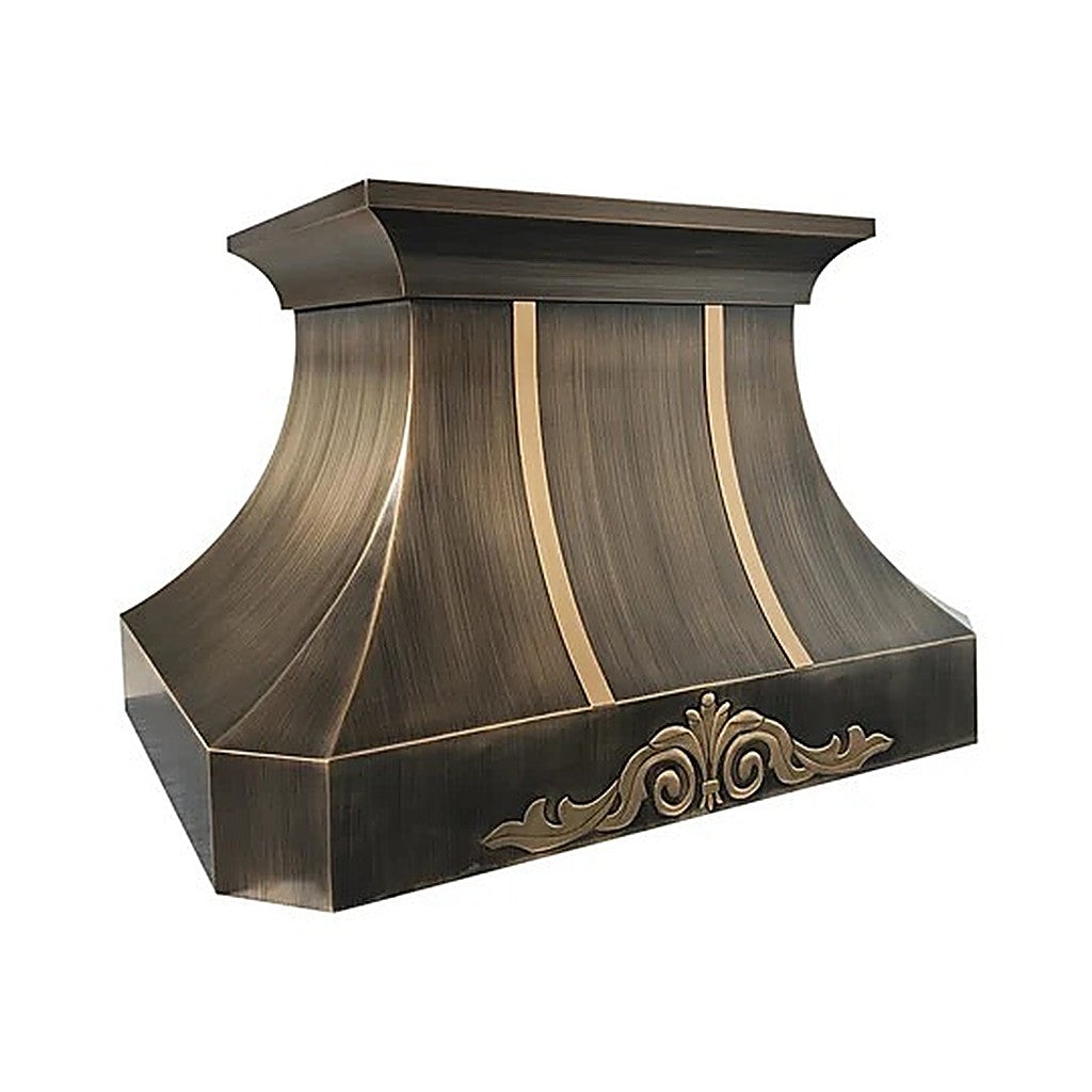Custom Classic Curved Antique Brass Range Hood PB3-R07 — view 3