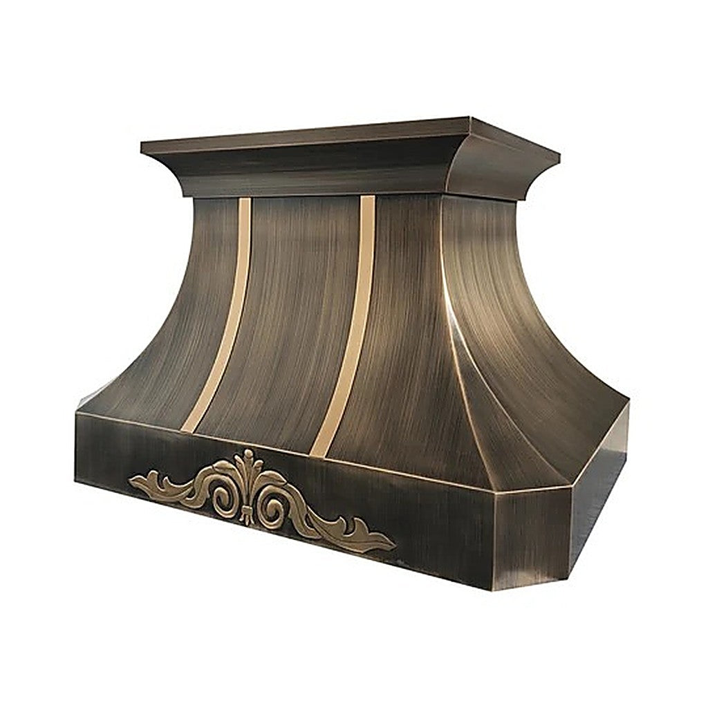 Custom Classic Curved Antique Brass Range Hood PB3-R07 — view 4