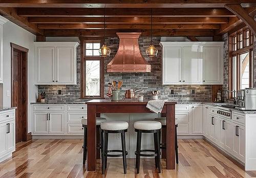 Custom Curved Hammered Copper Kitchen Range Hood PC3-R03