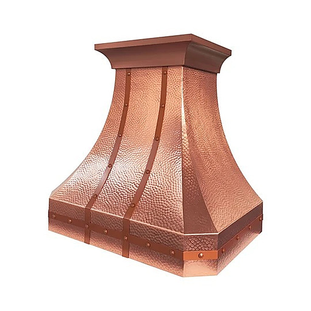 Custom Curved Hammered Copper Kitchen Range Hood PC3-R03 — view 2