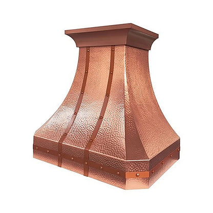 Custom Curved Hammered Copper Kitchen Range Hood PC3-R03 — view 2