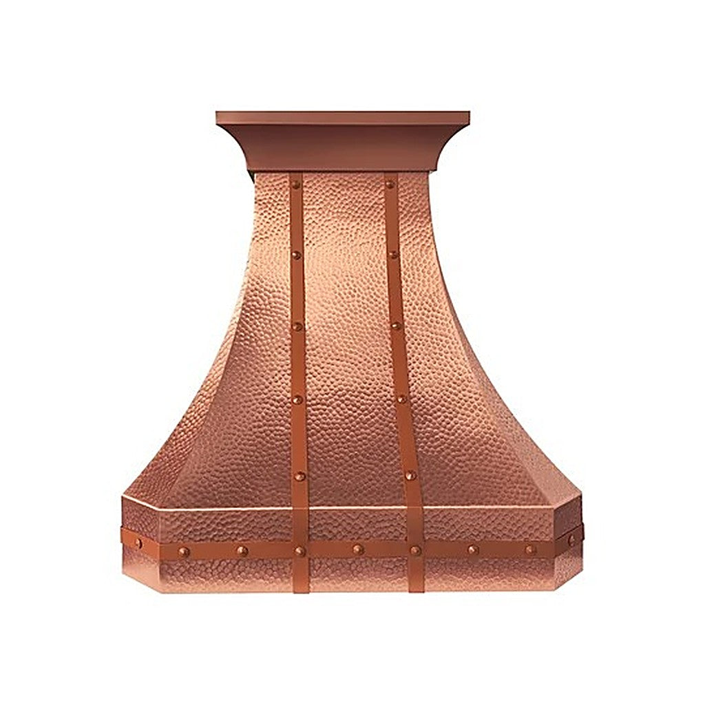 Custom Curved Hammered Copper Kitchen Range Hood PC3-R03 — view 4