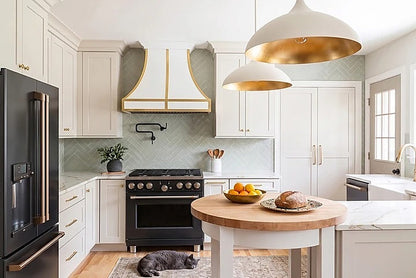 Custom Curved White Stainless Steel Kitchen Hood Range PS7-R16