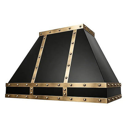Custom Geometric Angled Black Stainless Steel Kitchen Range Hood PS34-G01