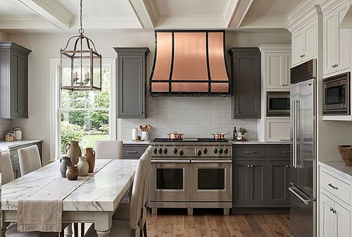Custom Geometric Symmetric Copper Stove Hood PC8-G01