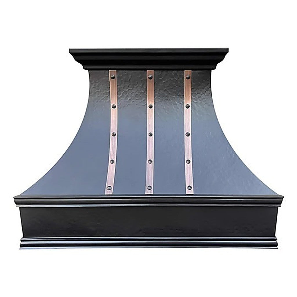 Custom Hammered Dark Curved Copper Range Hood PC3-R05 — view 10
