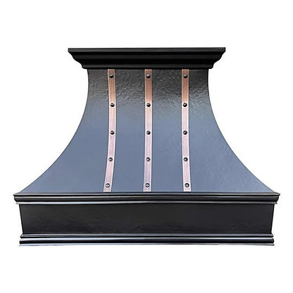 Custom Hammered Dark Curved Copper Range Hood PC3-R05 — view 10