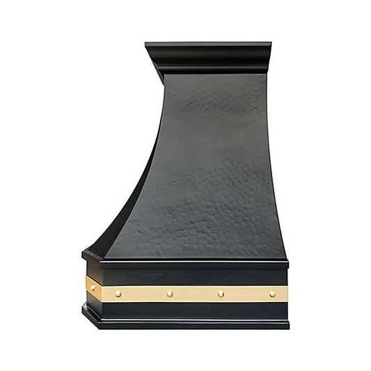 Custom Hammered Dark Curved Copper Range Hood PC3-R05