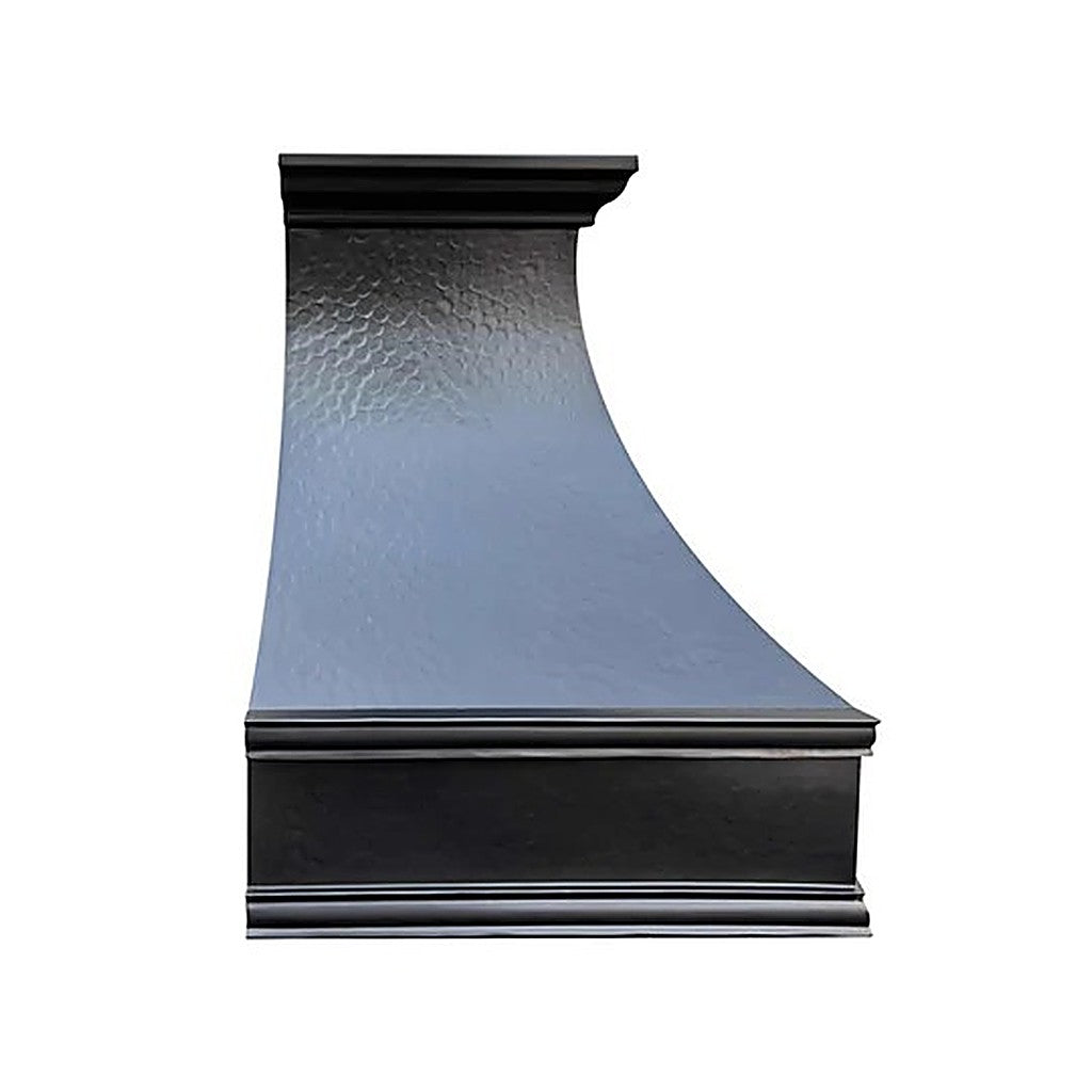 Custom Hammered Dark Curved Copper Range Hood PC3-R05 — view 2