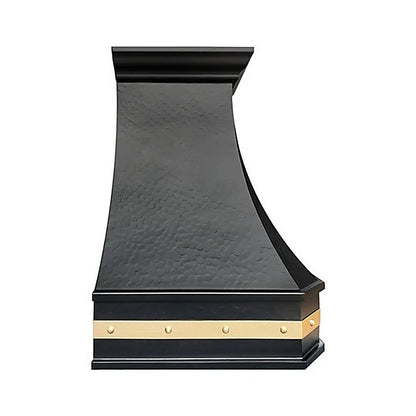 Custom Hammered Dark Curved Copper Range Hood PC3-R05 — view 3