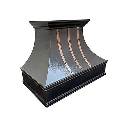 Custom Hammered Dark Curved Copper Range Hood PC3-R05 — view 4