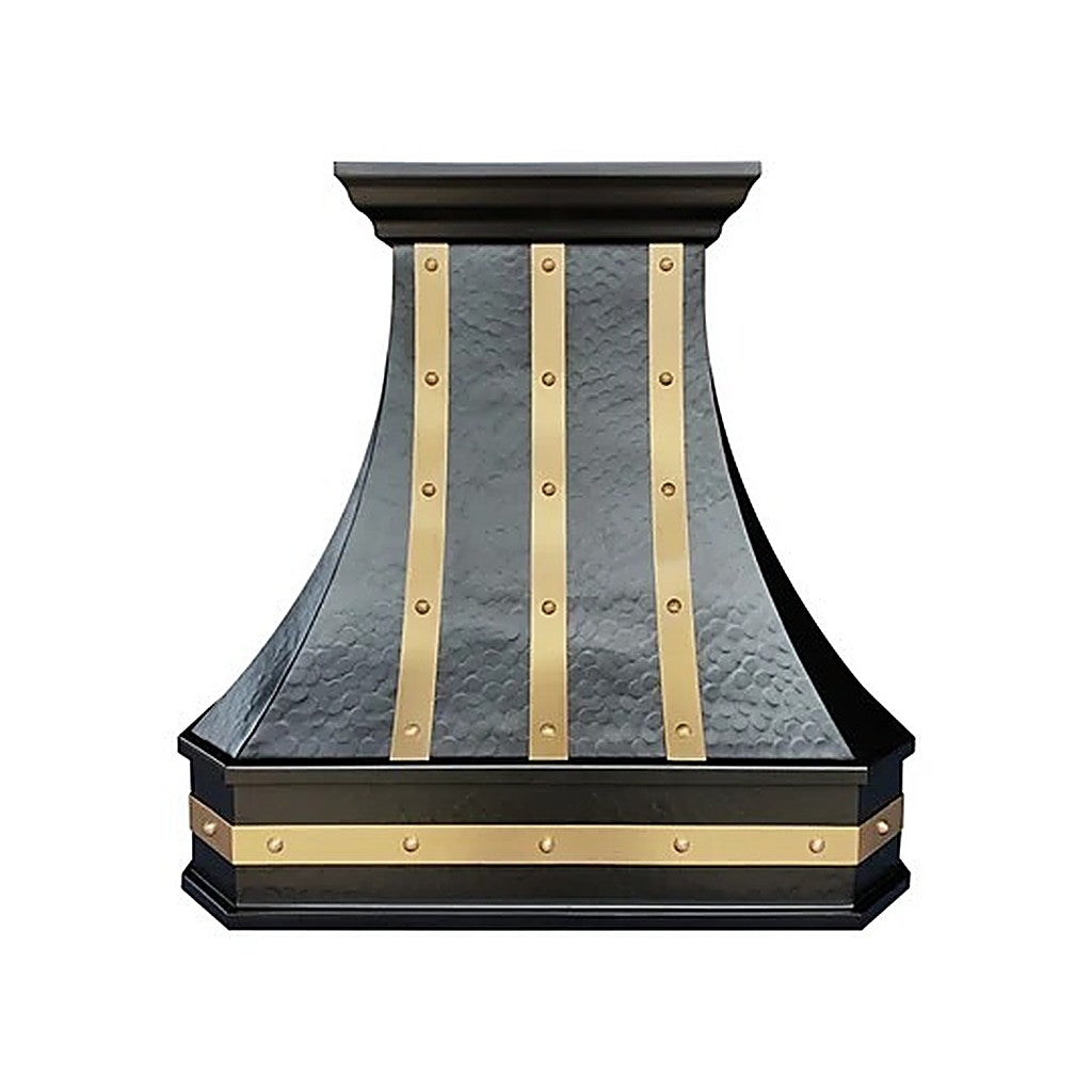 Custom Hammered Dark Curved Copper Range Hood PC3-R05 — view 5