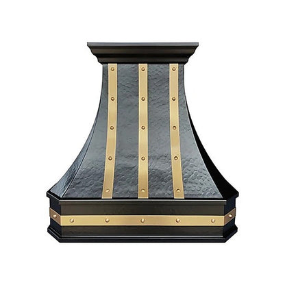 Custom Hammered Dark Curved Copper Range Hood PC3-R05 — view 5