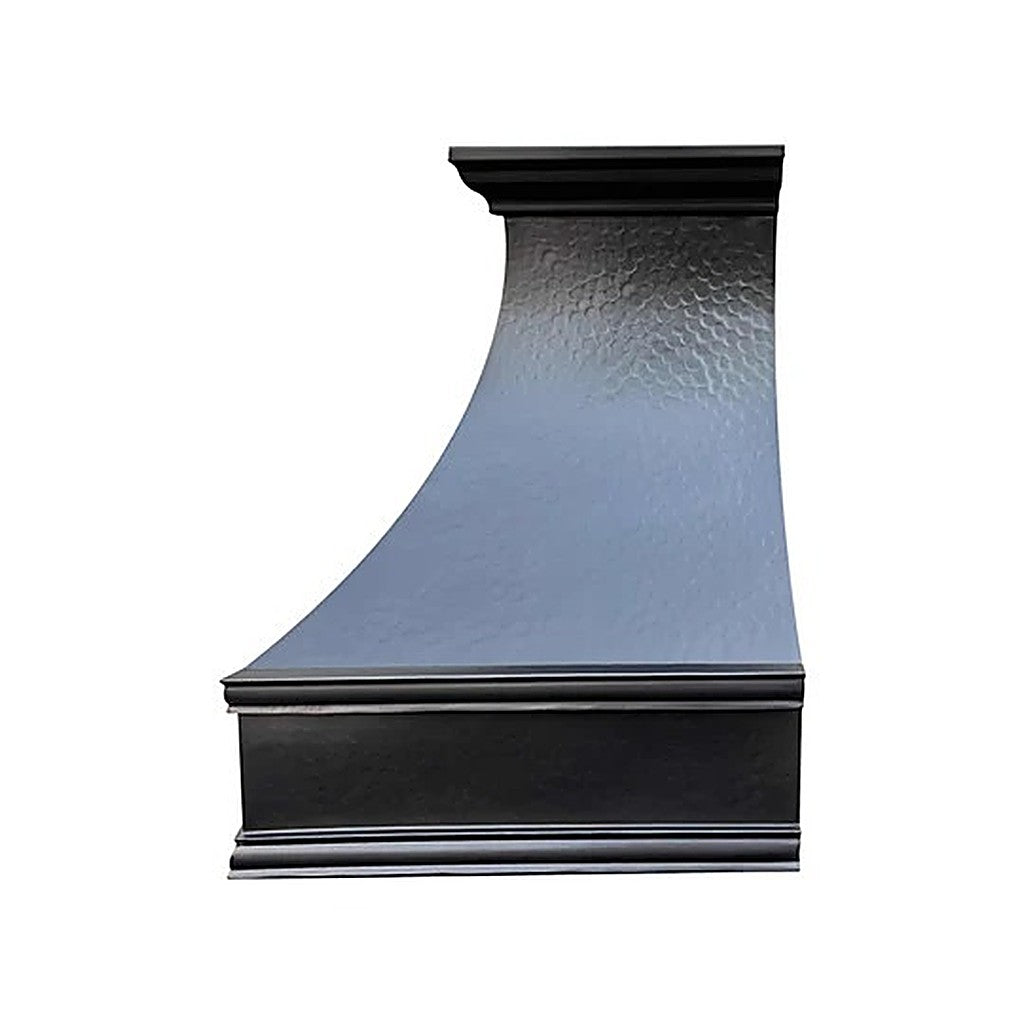 Custom Hammered Dark Curved Copper Range Hood PC3-R05 — view 6