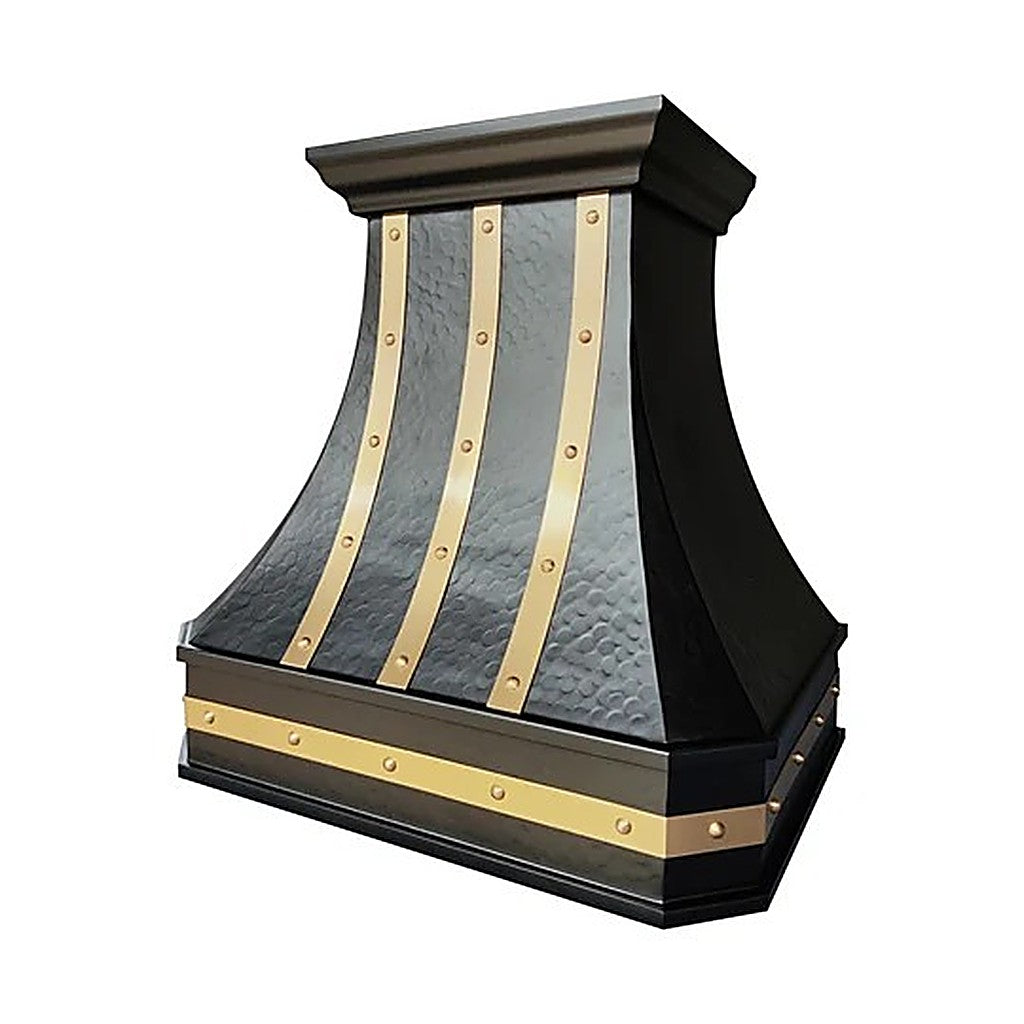 Custom Hammered Dark Curved Copper Range Hood PC3-R05 — view 7