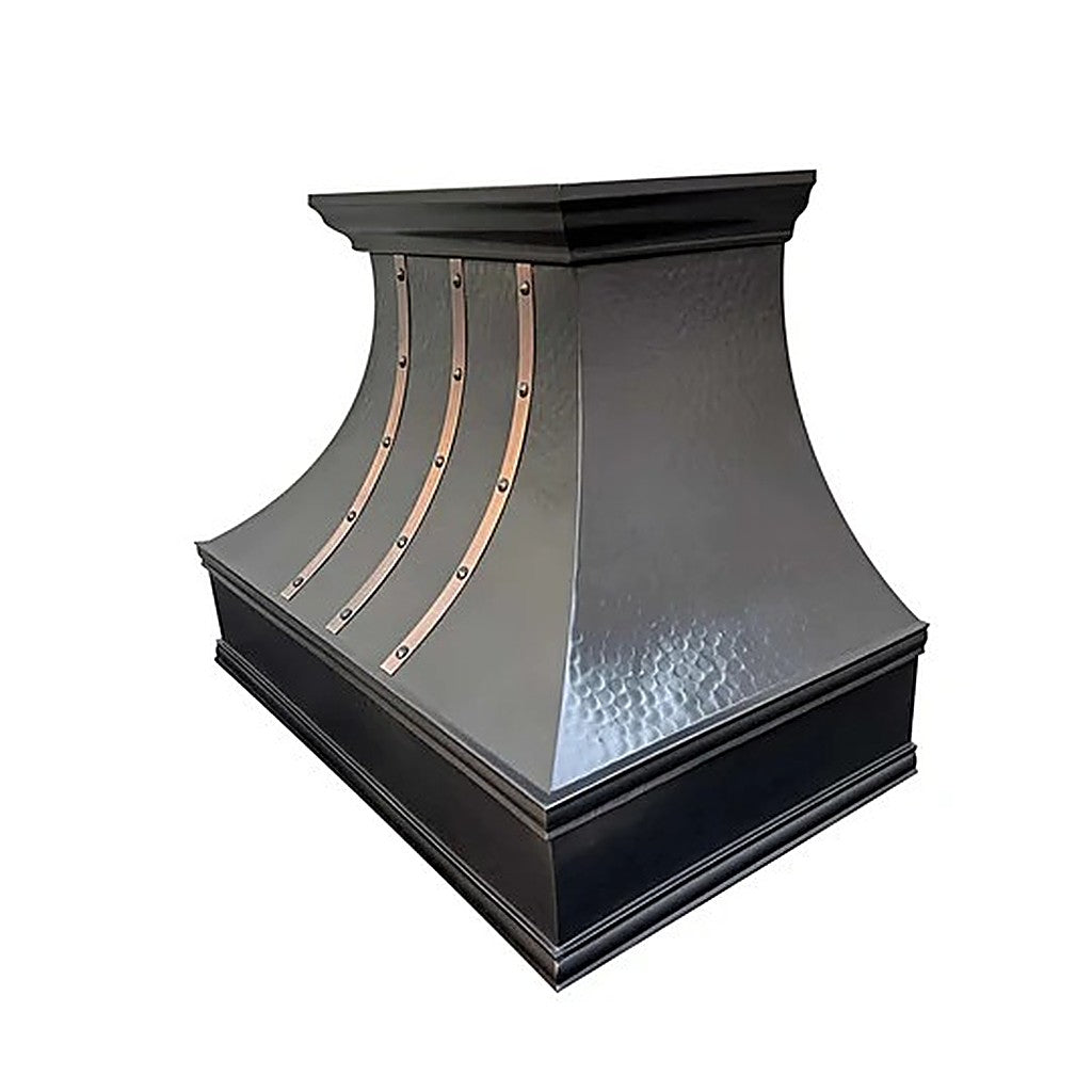 Custom Hammered Dark Curved Copper Range Hood PC3-R05 — view 8
