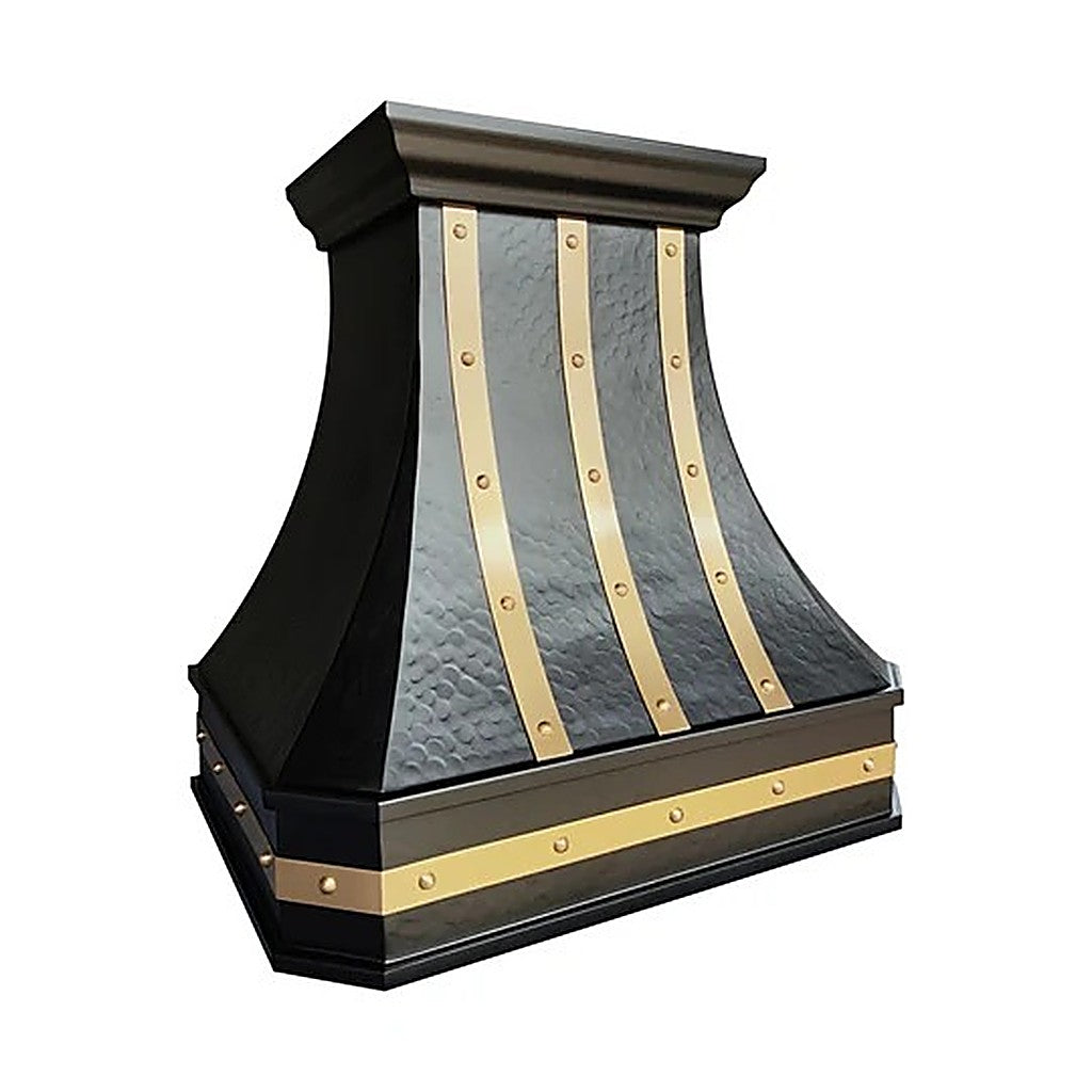 Custom Hammered Dark Curved Copper Range Hood PC3-R05 — view 9