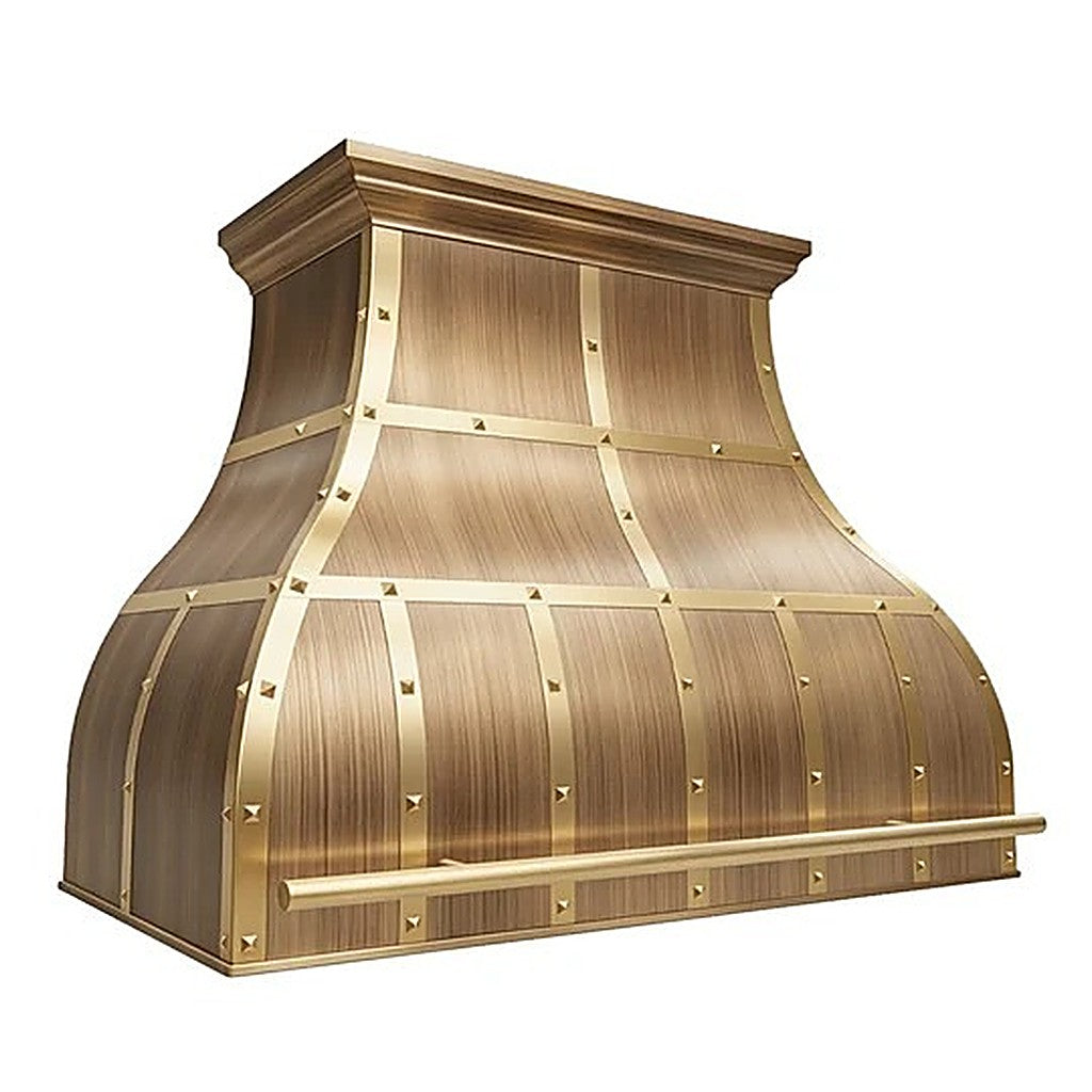Custom Luxury Bell Shaped Brass Kitchen Range Hood PB1-E09 — view 3