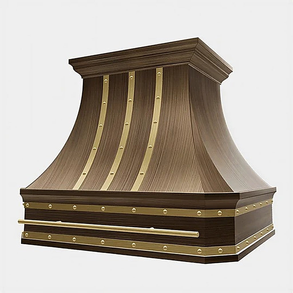Refine Curved Antique Brushed Brass Kitchen Hood PB3-R06