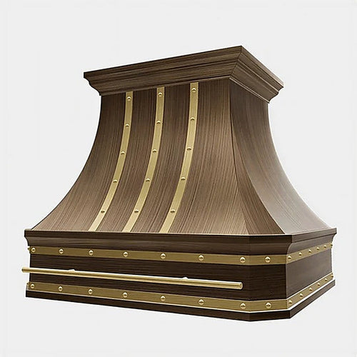 Refine Curved Antique Brushed Brass Kitchen Hood PB3-R06