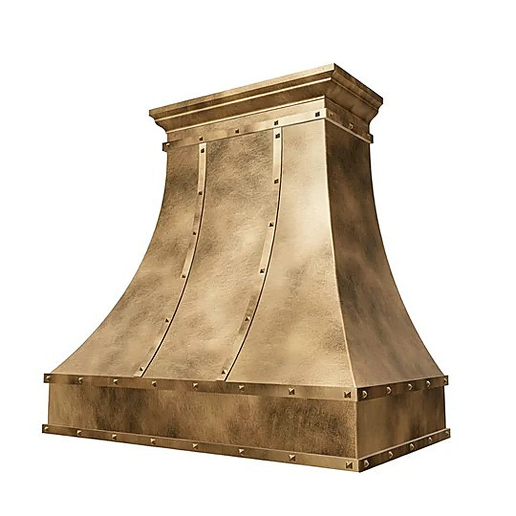 Refine Curved Farmhouse Brass Stove Hood PB7-R03