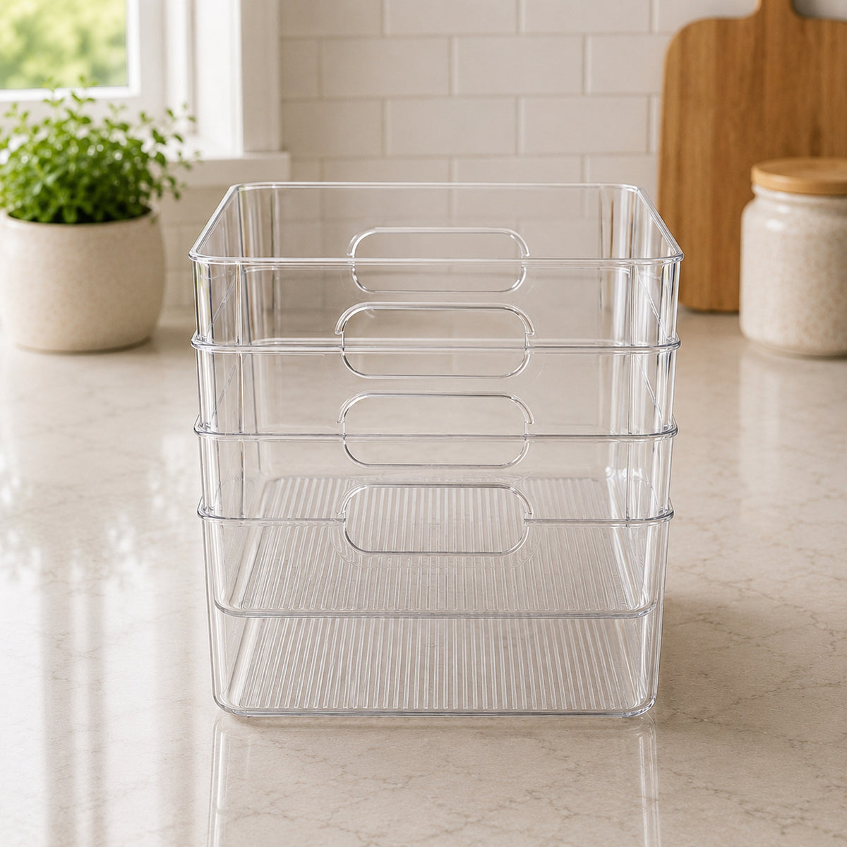 Talvior large clear square pantry bin, 3-pack food-safe organizer set — view 2