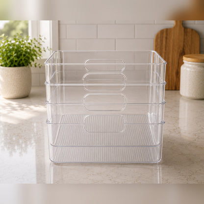 Talvior large clear square pantry bin, 3-pack food-safe organizer set — view 3
