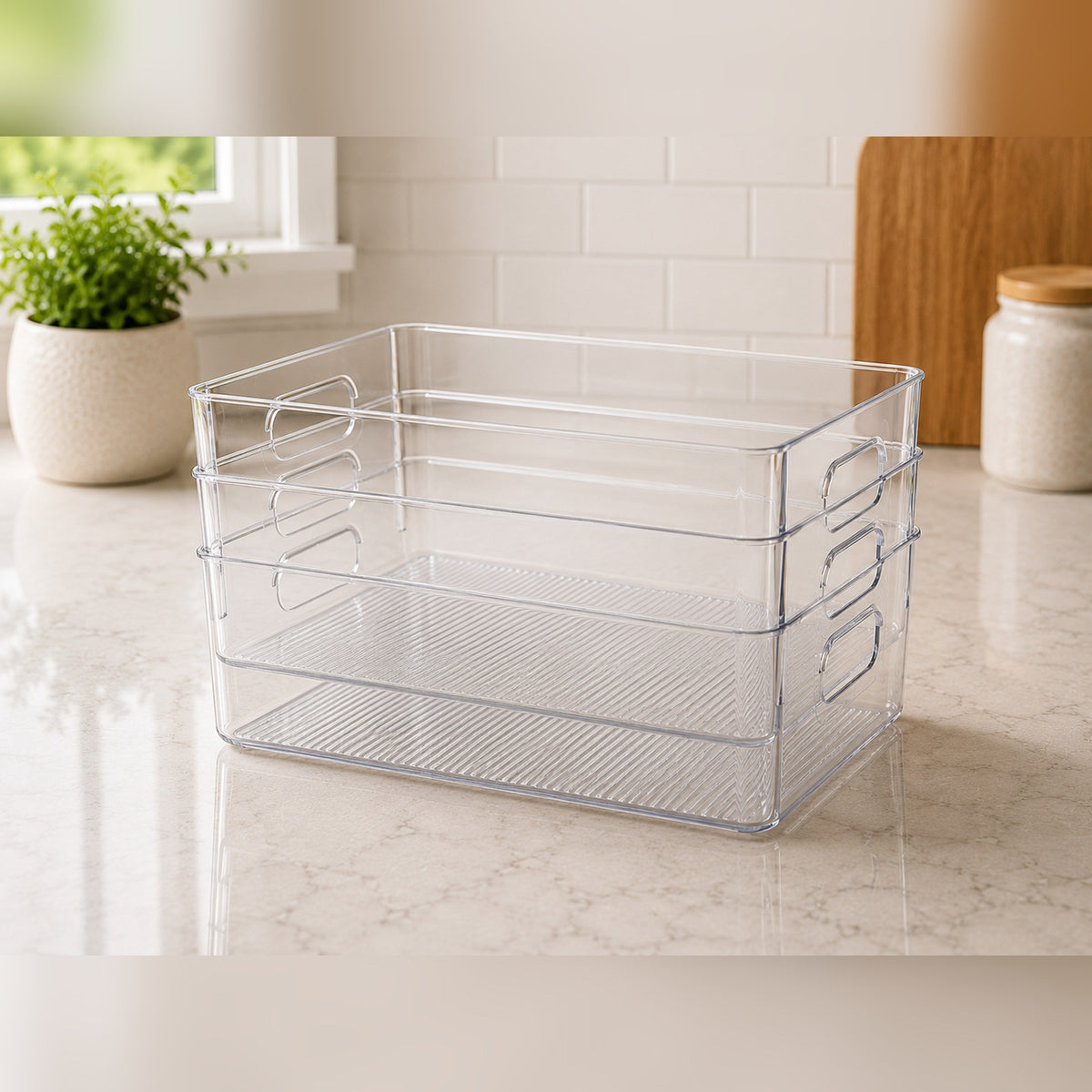 Talvior large clear square pantry bin, 3-pack food-safe organizer set — view 4