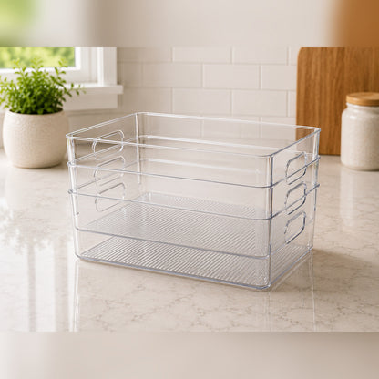 Talvior large clear square pantry bin, 3-pack food-safe organizer set — view 4